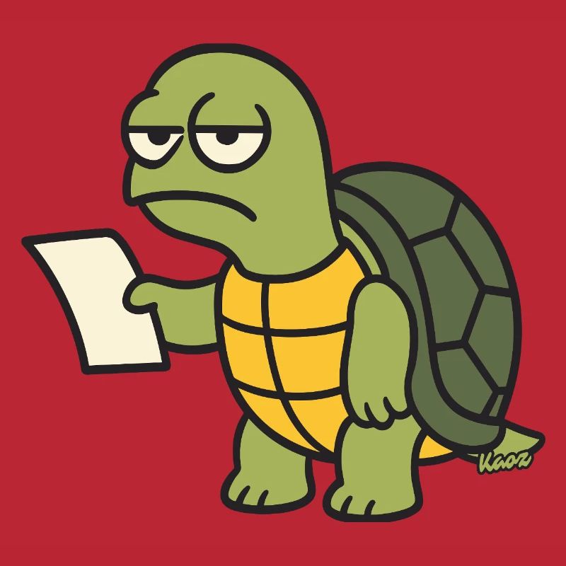 Langsame Schildkröte mit Papier