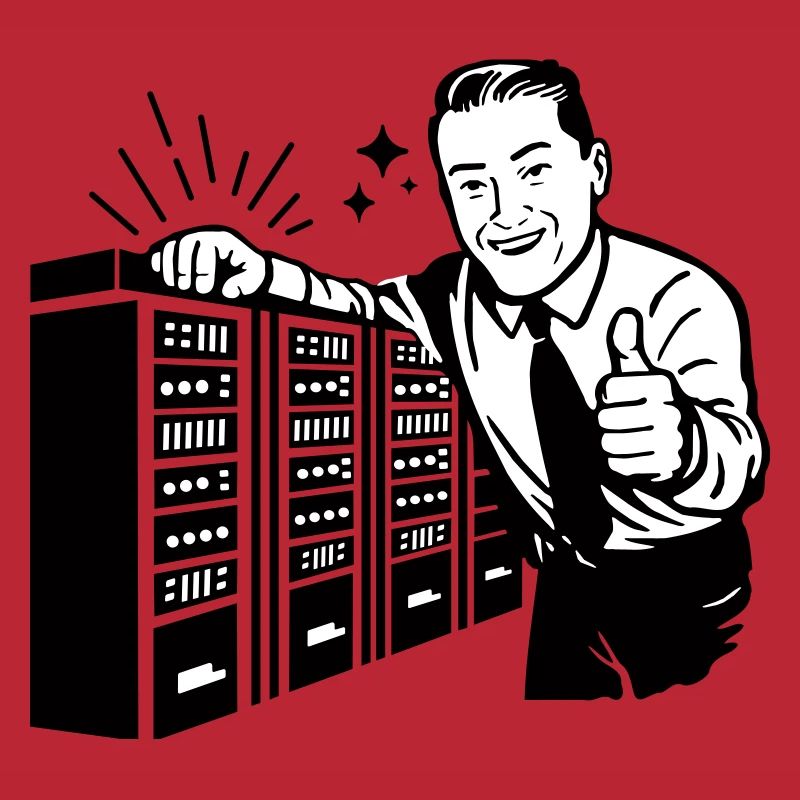 Rétro IT Admin Smiling – Support technique vintage