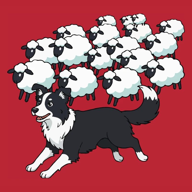 Border Collie and Clouds Sheep