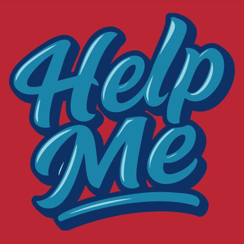 Help Me Blue Script Logo