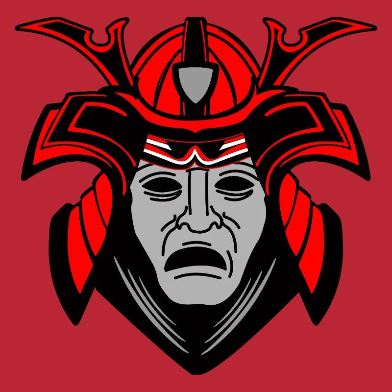 Düsteres Samurai-Gesicht mit Helm
