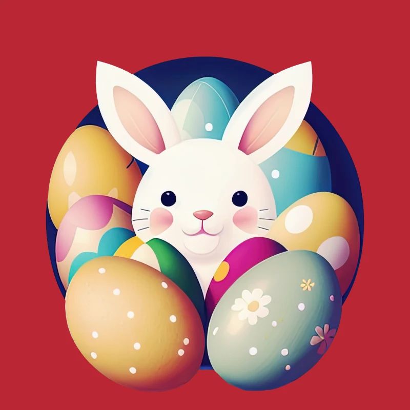 Lapin de Pâques avec des œufs de Pâques