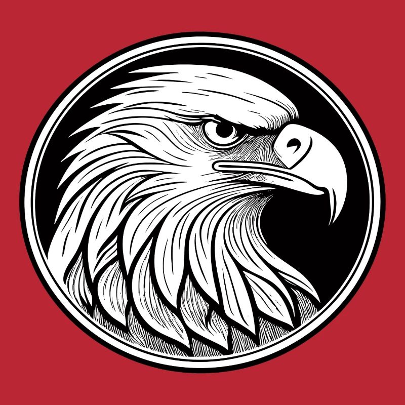 Stylized eagle in black and white design