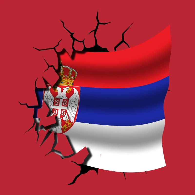 Drapeau de la Serbie - Serbe - Drapeau Broken Design