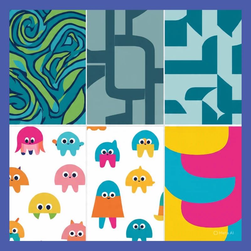 Vibrant Abstract and Playful Creature Pattern