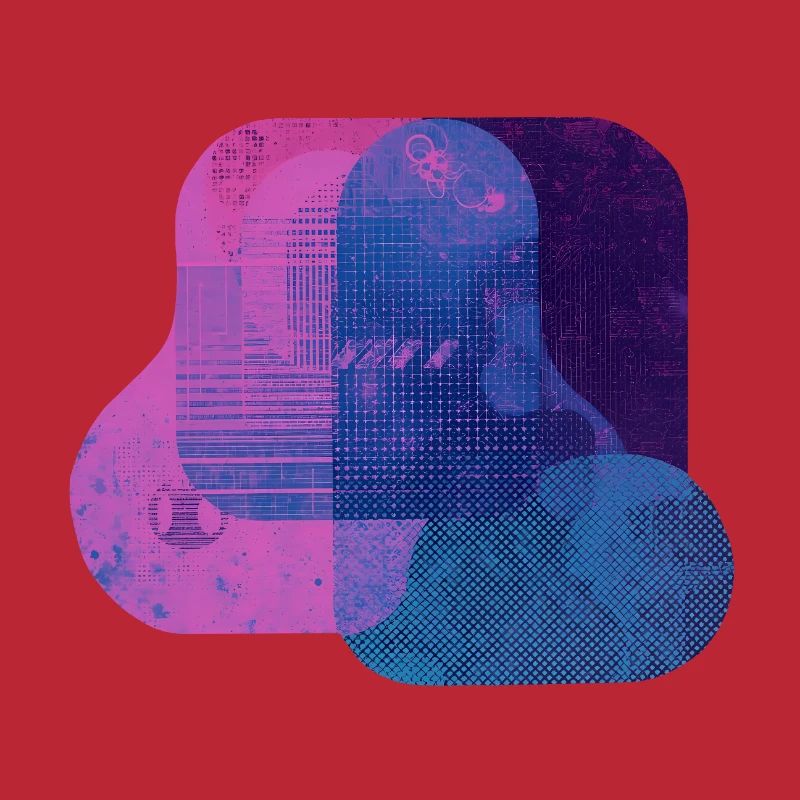 Abstract Tech Layers — Blue & Pink Digital Art