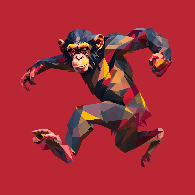 Conception de logo Low Poly Chimpanzee Sprint