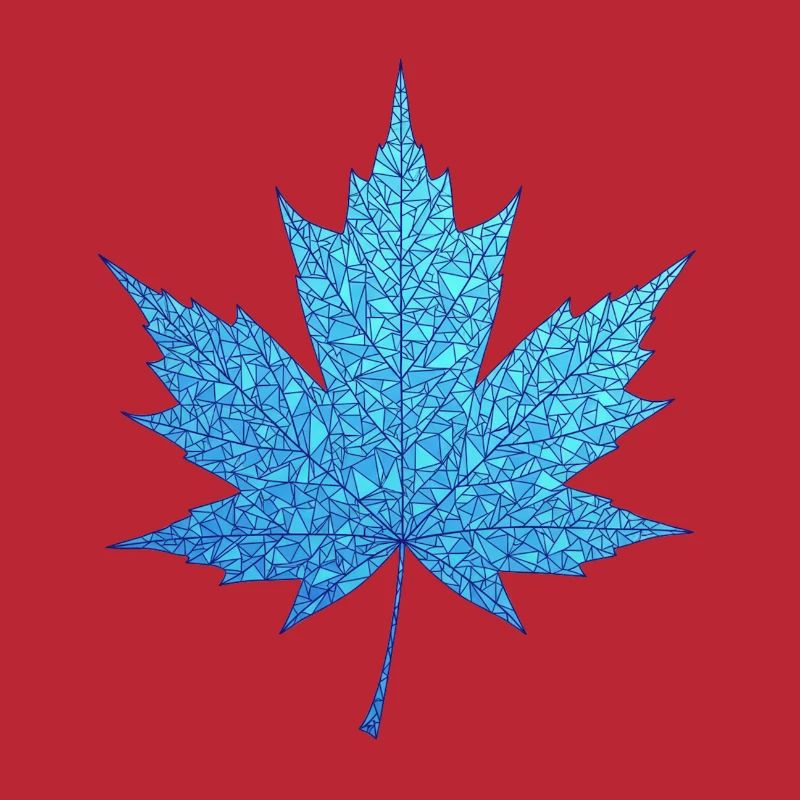 Geometric Blue Maple Leaf Print