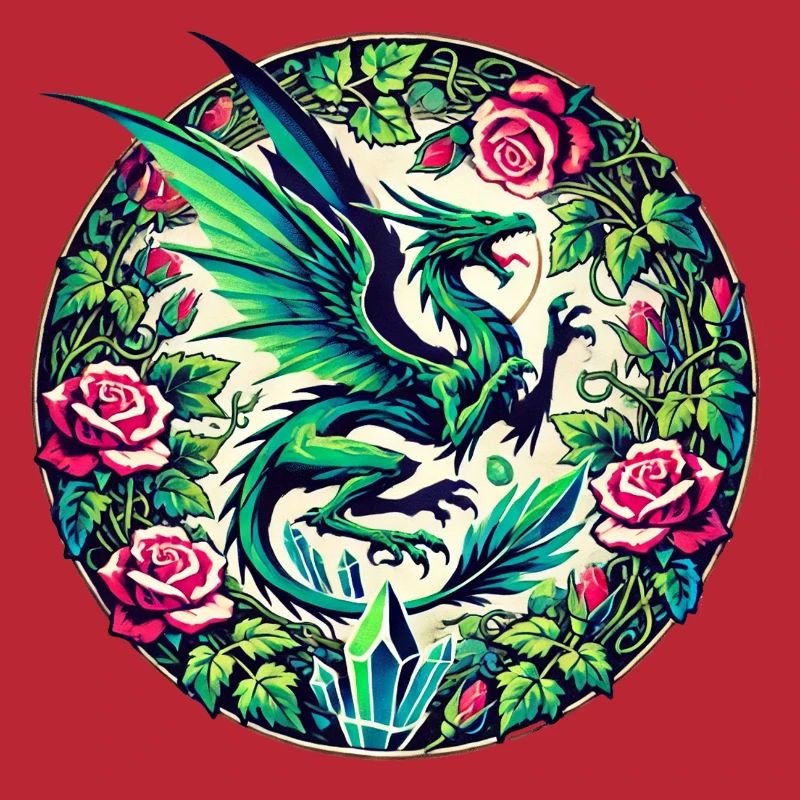 Verdant Phoenix in Rose Circle