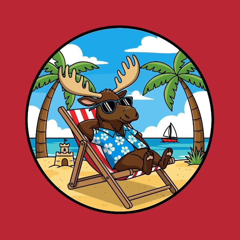 Cool Moose Beach Vacation Summer Vibes