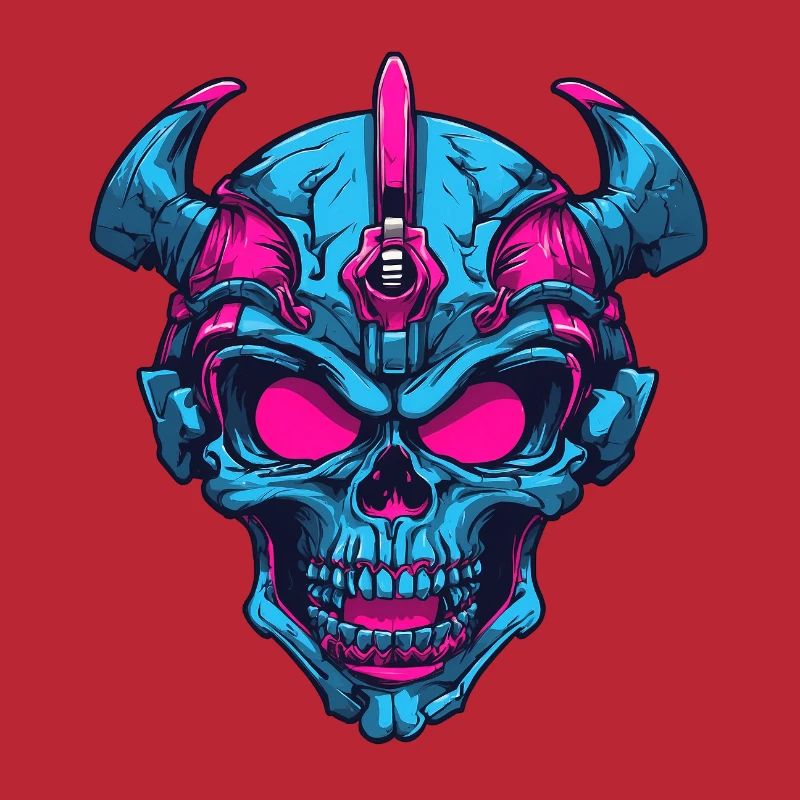 Neon Dämonenschädel