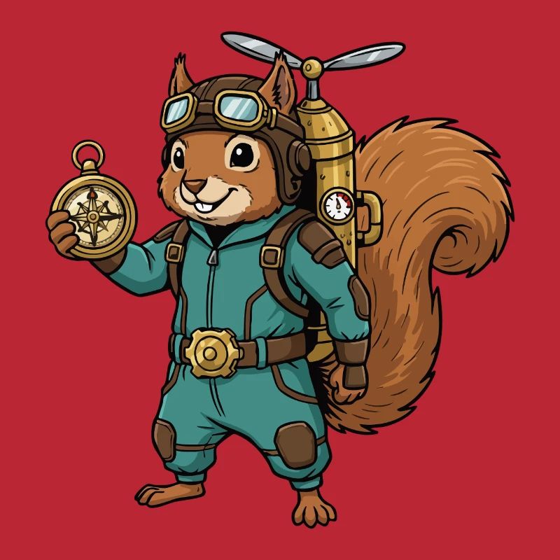 Squirrel Steampunk Aviator Jetpack-Kompass