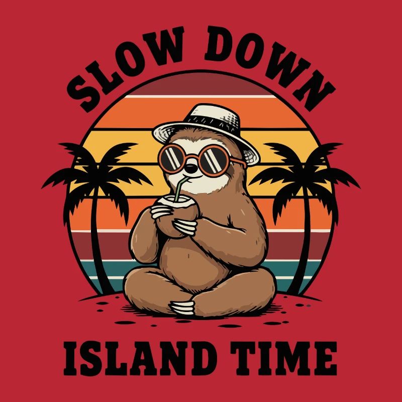 Sloth Slow Down Island Time Coconut Chill