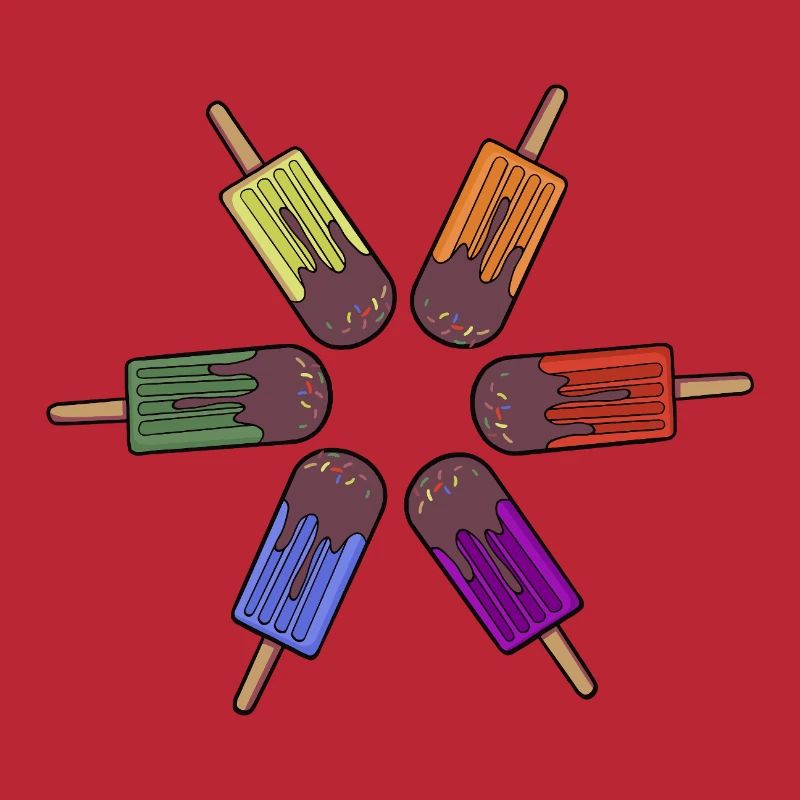 Regenbogen-Eis am Stiel