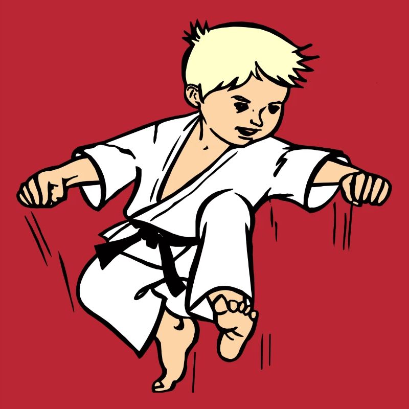 Karatekind oder Judokind mit schwarzem Gürtel