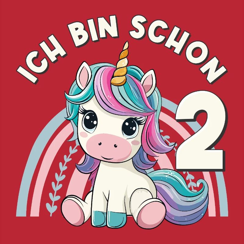 2. Geburtstag Einhorn Regenbogen Süß Niedlich