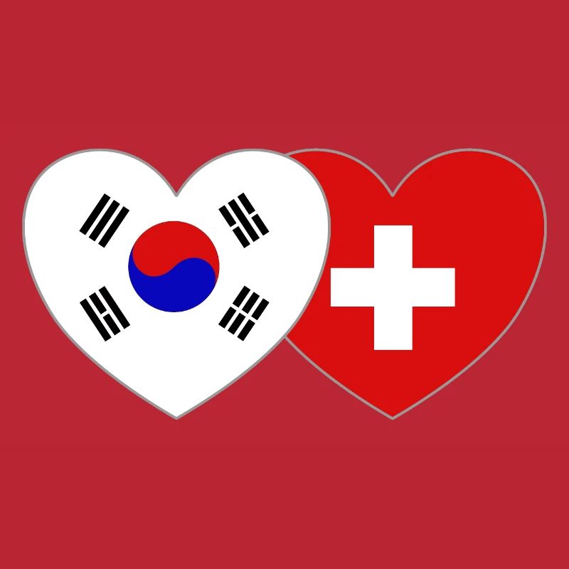 Corée du Sud Suisse Drapeau Coeur