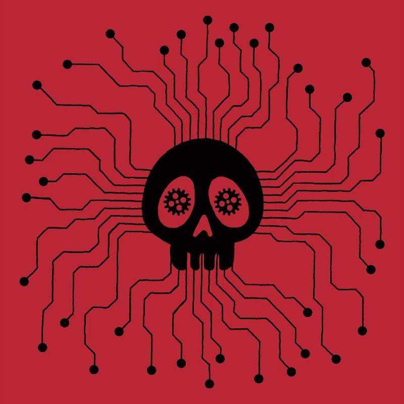 Black microprocessor skull
