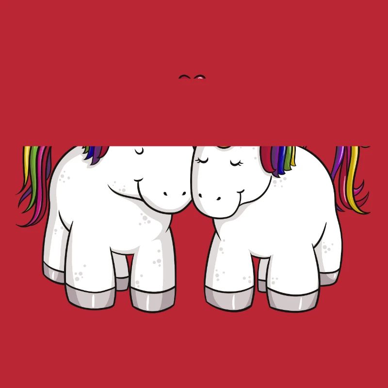 Liebende Comic Einhörner Regenbogen