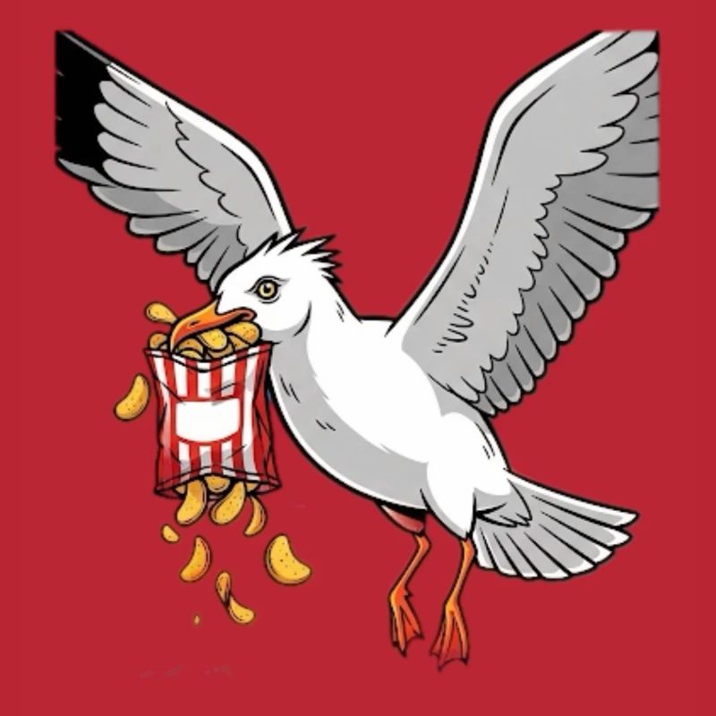 Möwe mit Chips Snack Design