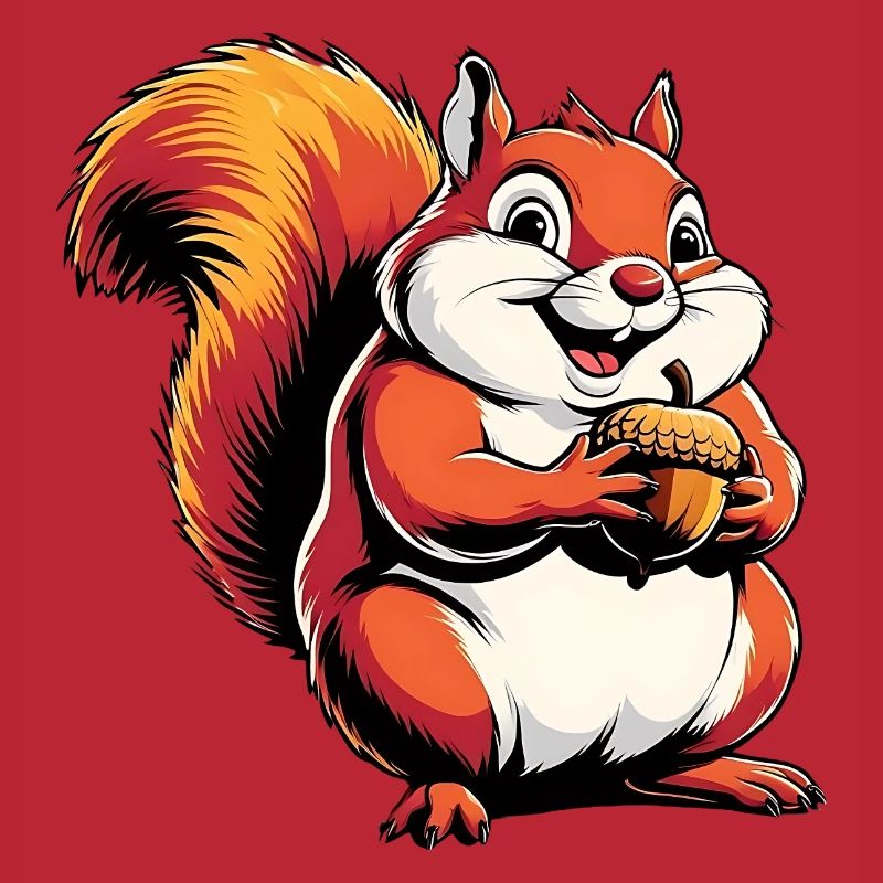 Witziger Eichhörnchen CartoonMit Eichel