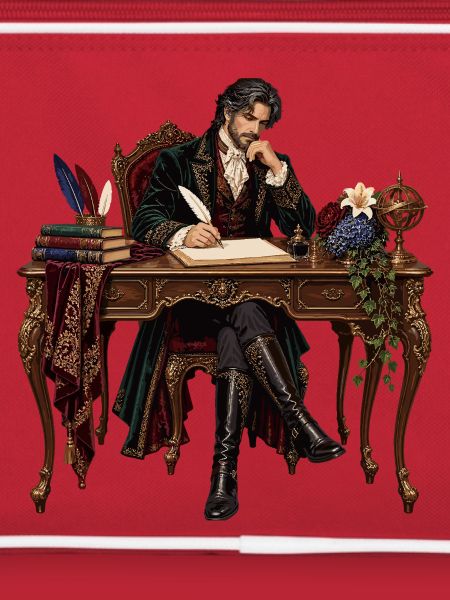 Literat am Barocktisch
