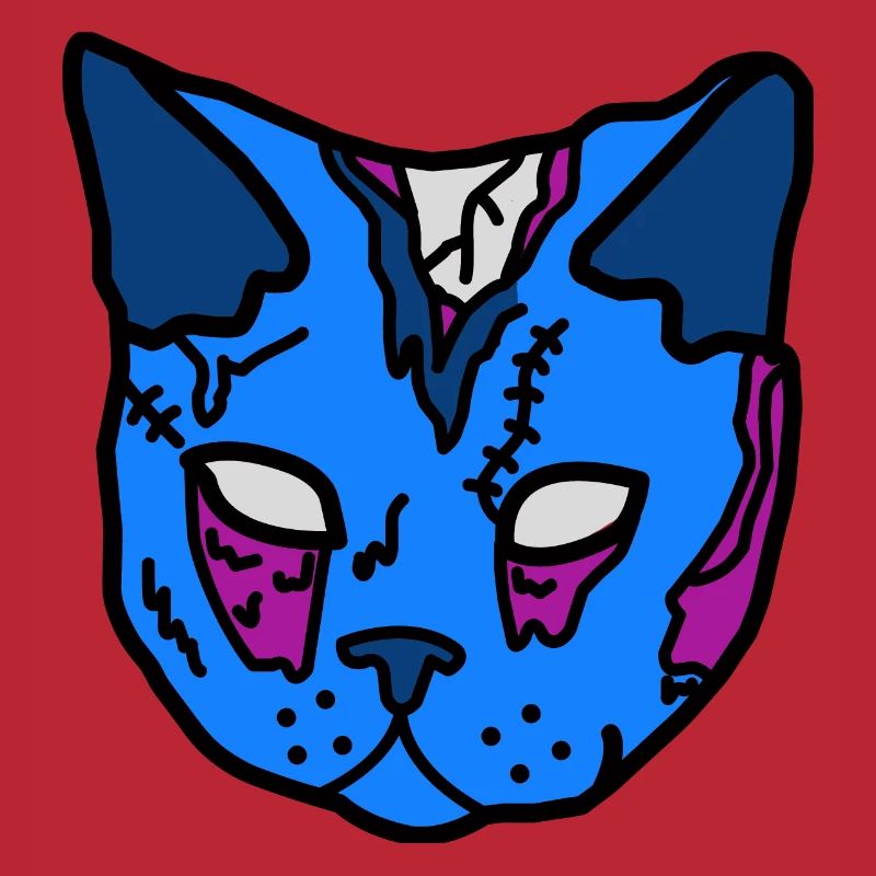 Masque de chat bleu patchwork