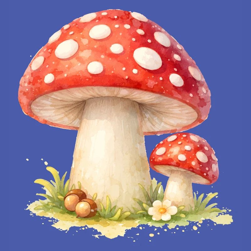 Toadstool Illustration Red Mushroom Nature Motif