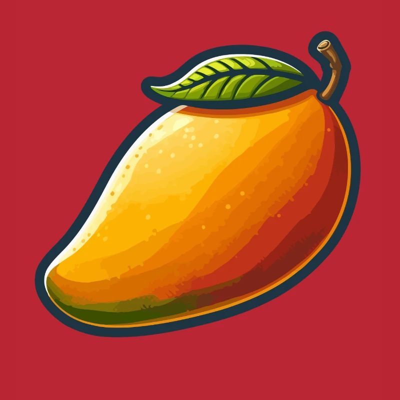 Colorful mango with green leaf