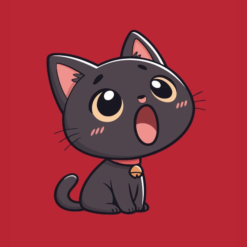 Schwarze Katze voller Ehrfurcht