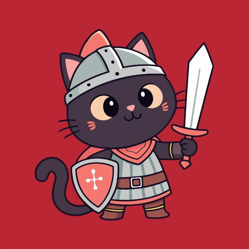 Chat Chevalier: épée et écu mignon