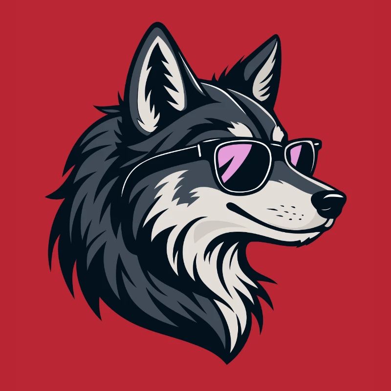 Chic wolf with rose-colored glasses