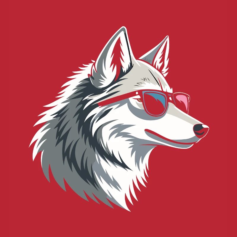 Wolf mit Brille im eisigen Stil