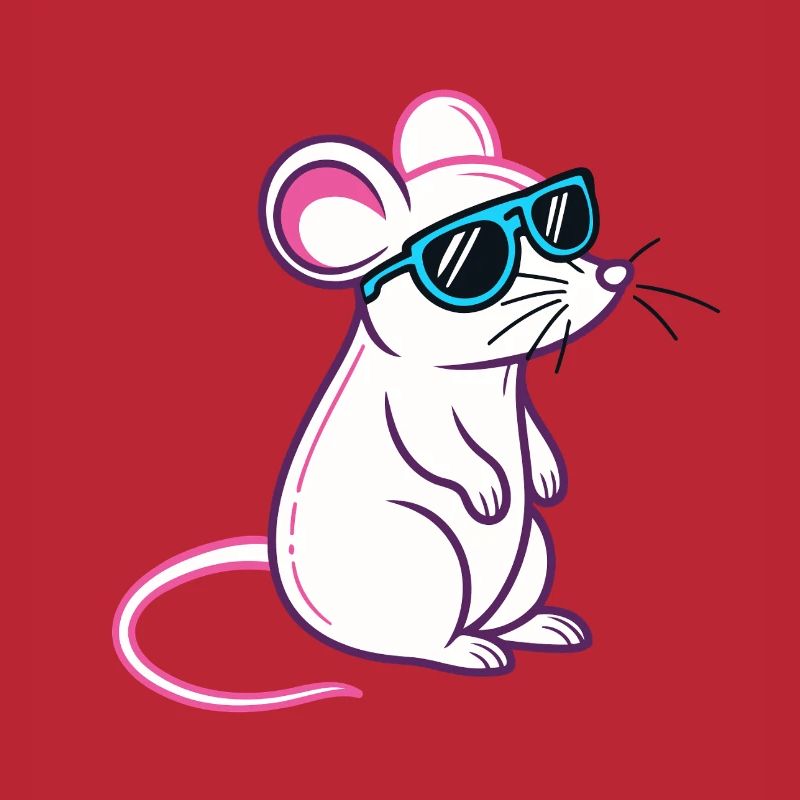 Mouse Retro Blue Glasses