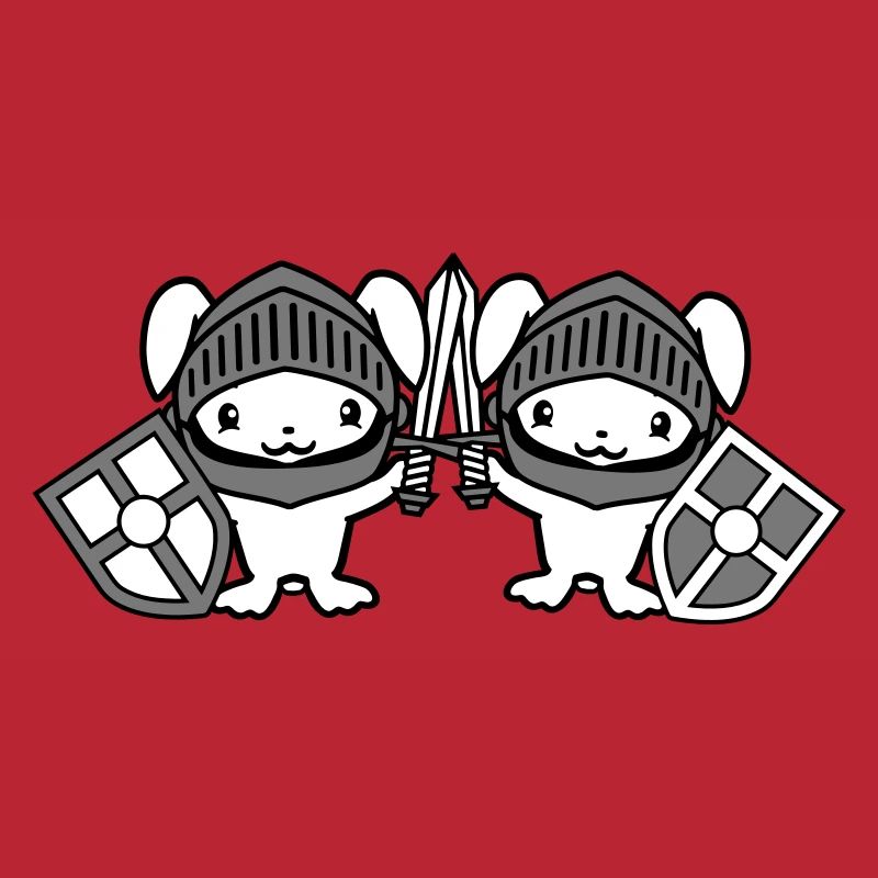 2 lapins chevalier épée bouclier armure casque château