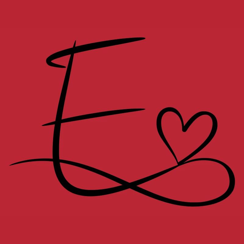 Letter E initial letter name calligraphy heart