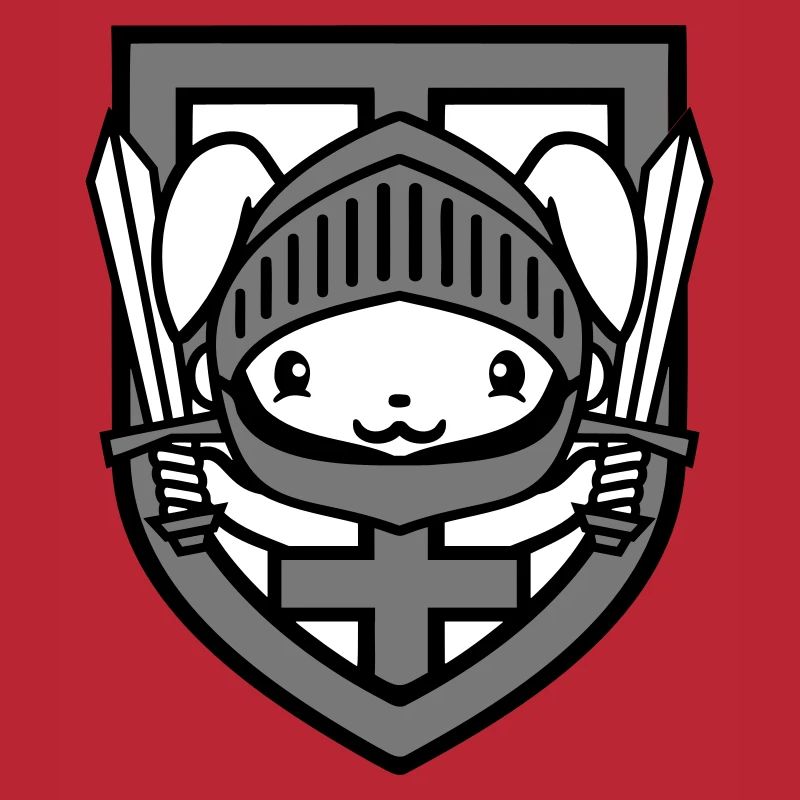Lapin Chevalier Épée Bouclier Armure Casque Château Héros