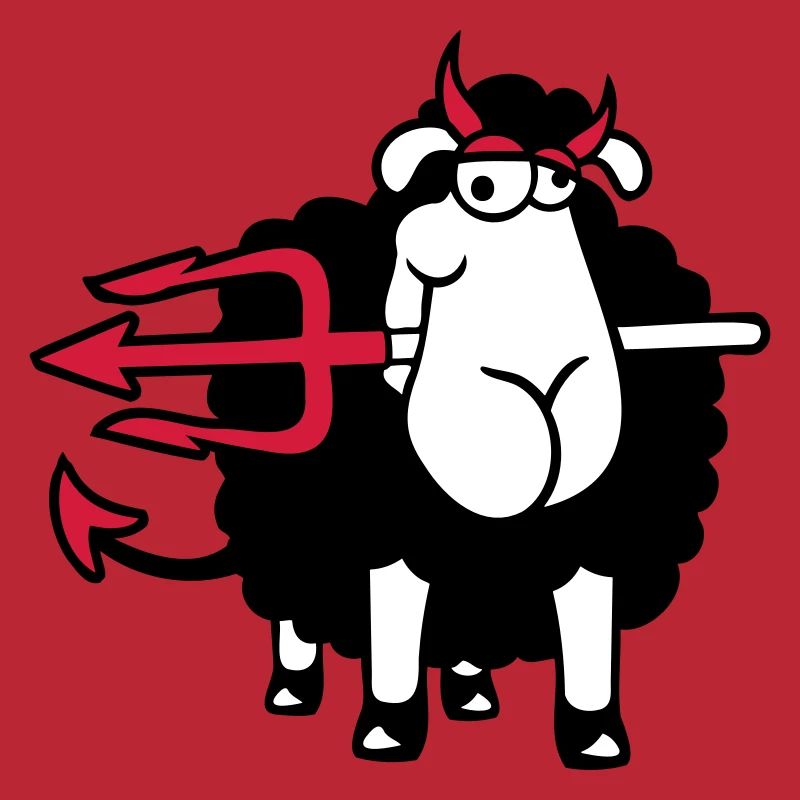 Sheep Devil Satan Hell Evil Trident Horns Cool
