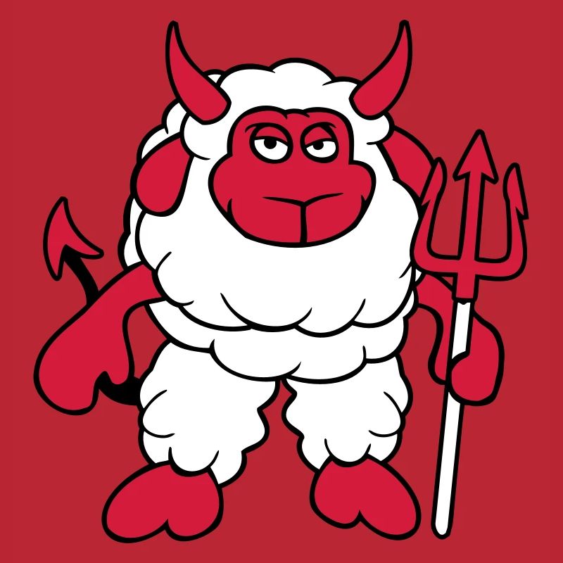 Sheep Devil Satan Hell Evil Trident Horns Cool