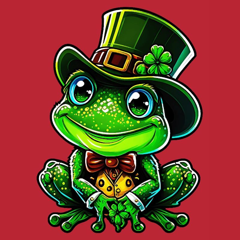 Grenouille joyeuse avec chapeau haut de forme de la Saint-Patrick