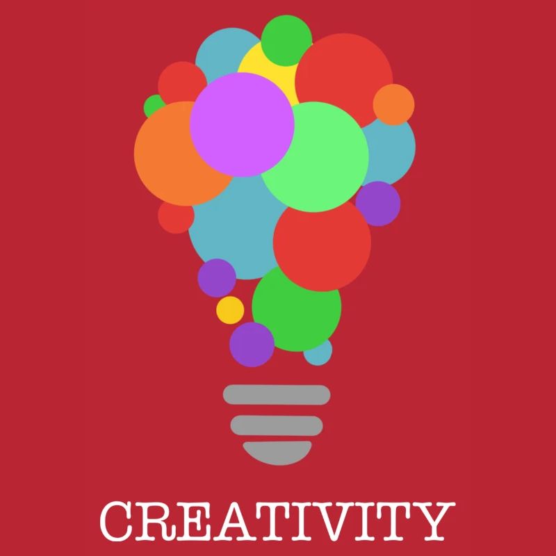 CREATIVITY lightbulb with white print