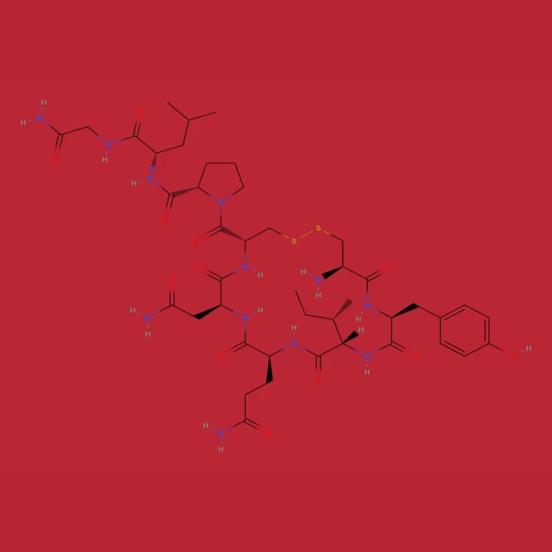 Oxytocin Molecule - Colored Structural Formula
