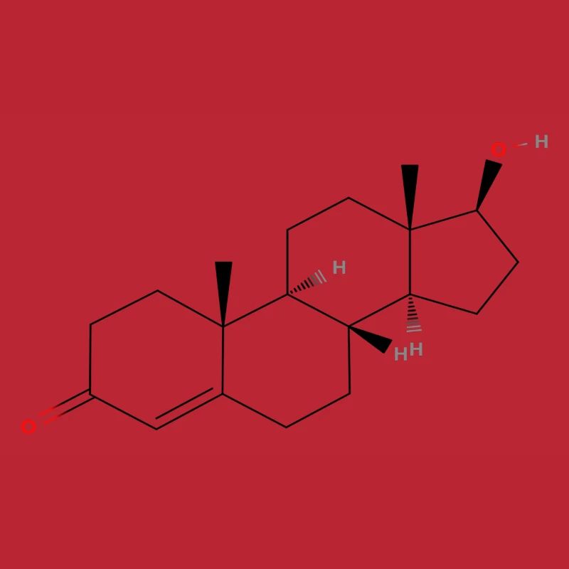 Testosterone Molecule - Colored Structural Formula