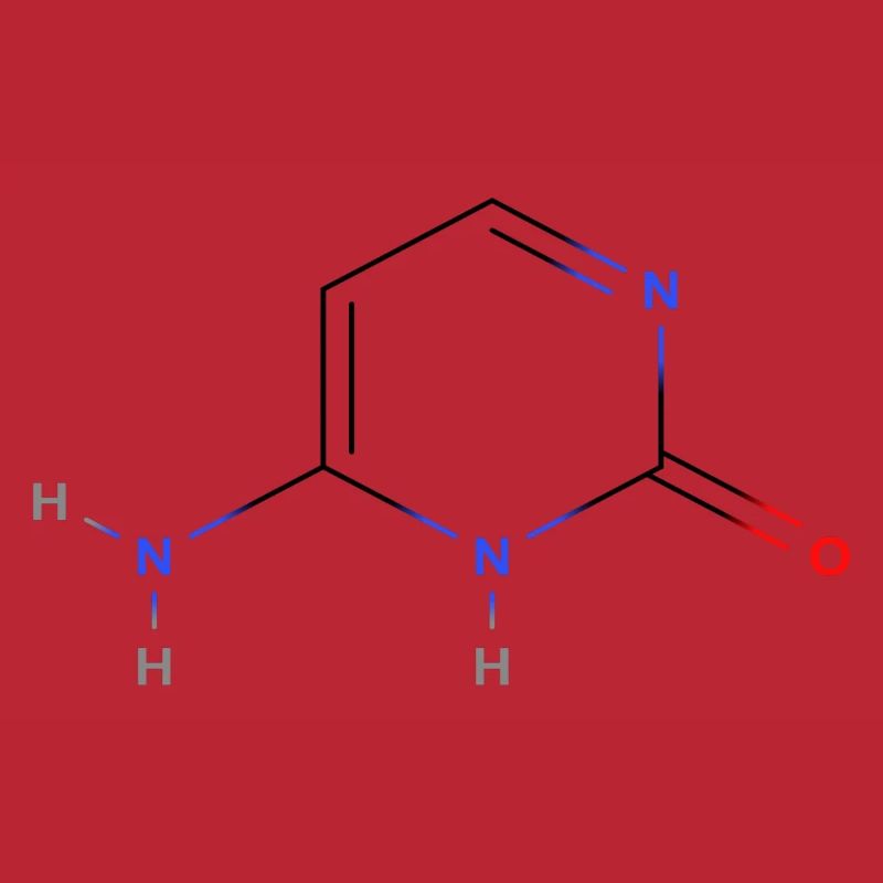Cytosine Molecule - Colored Structural Formula