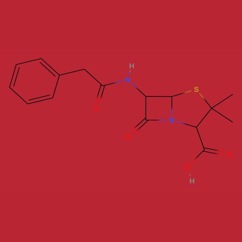 Penicillin Molecule - Colored Structural Formula