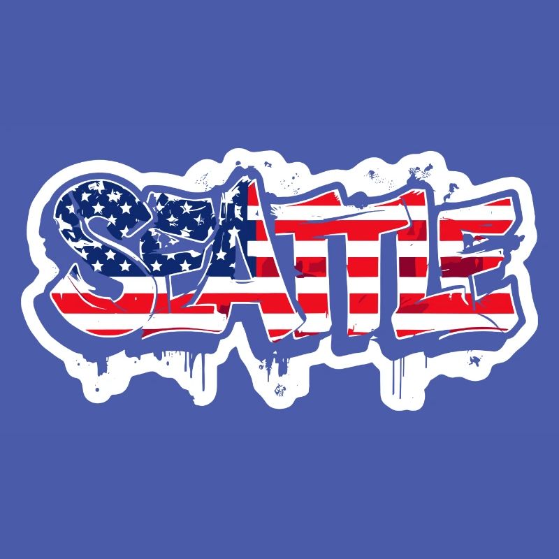Design de Seattle dans le style graffiti avec drapeau américain