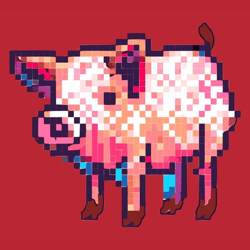 8 bit pig in retro pixel graphic