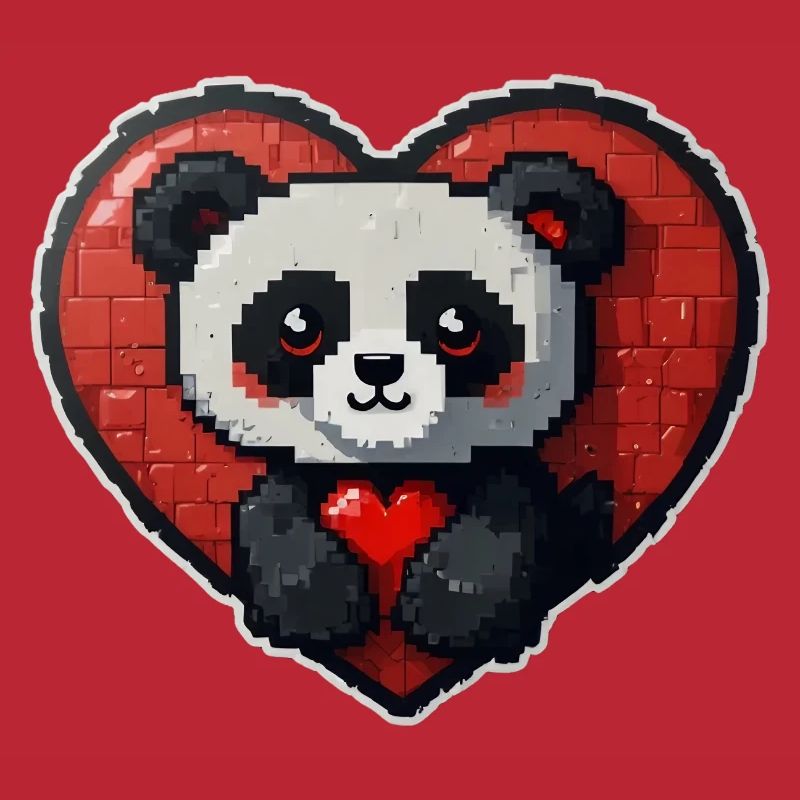 Pixel-Panda mit großem Herz