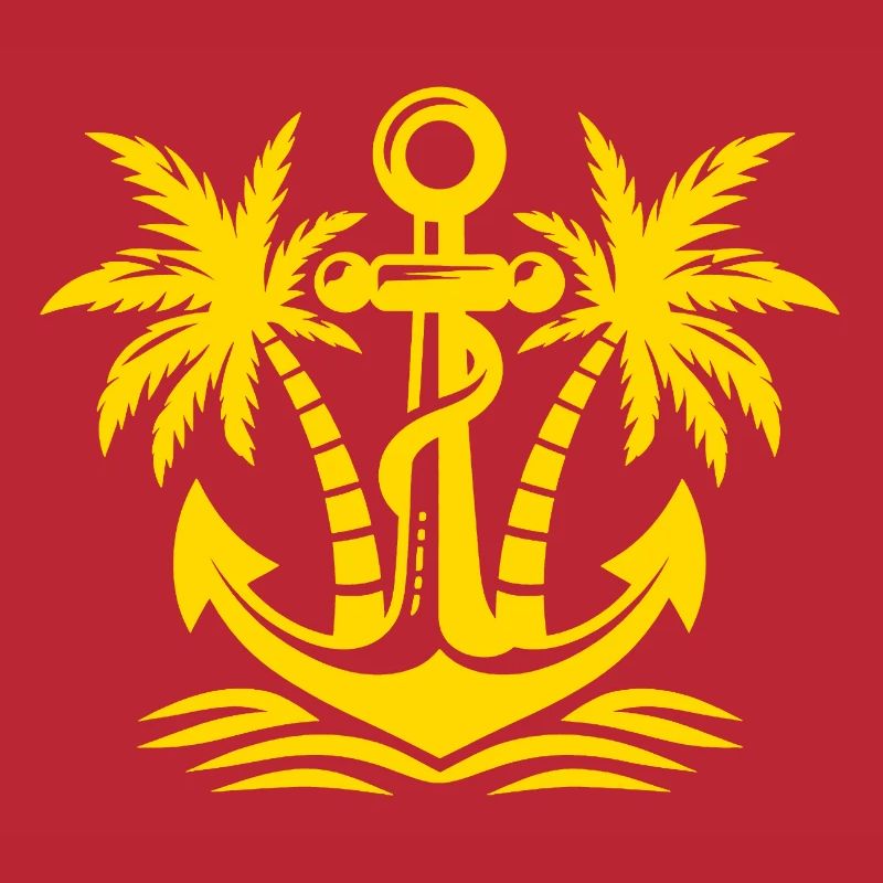 Anchor with palm tree logo