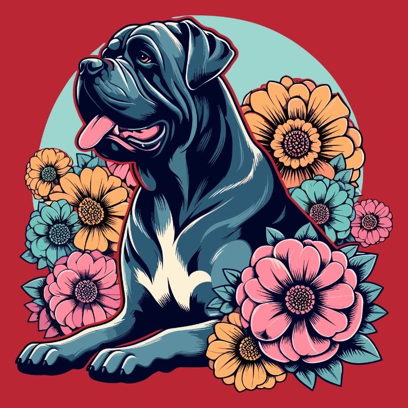 Cane Corso Retro Pastel Fleurs